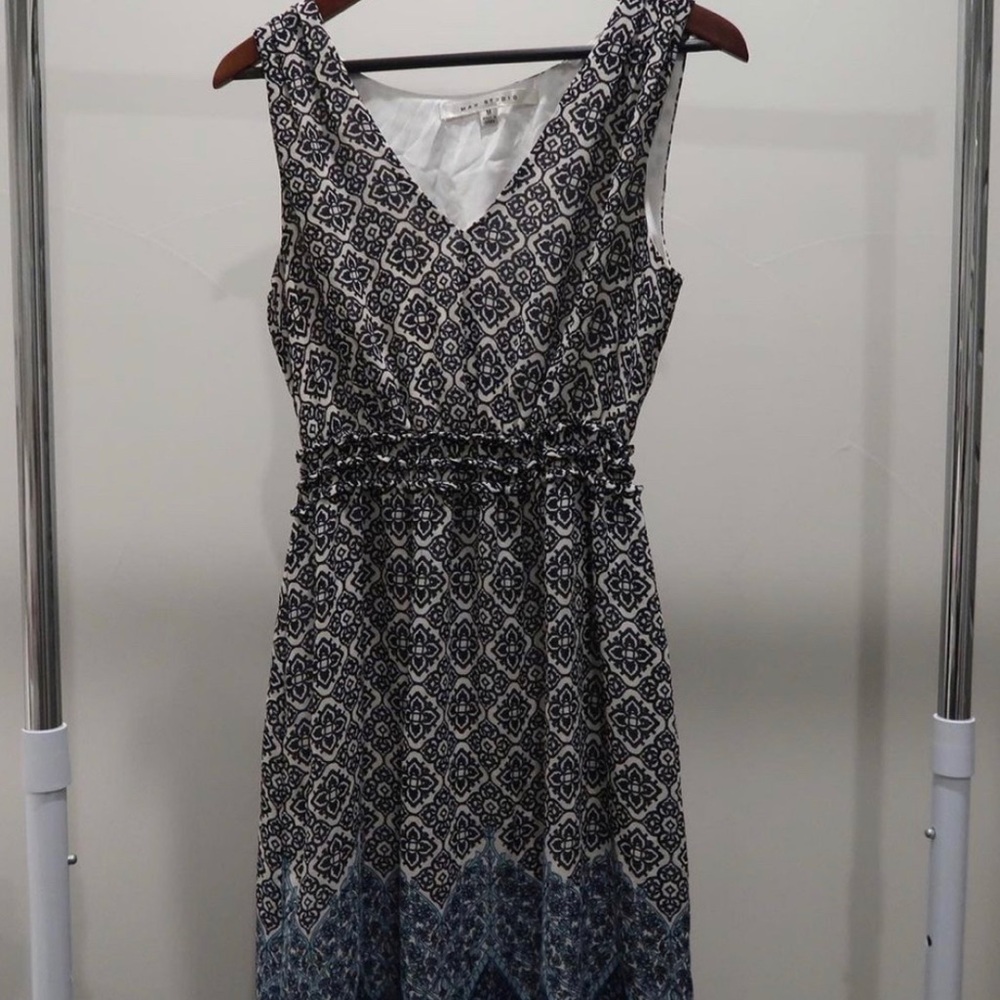 MAX STUDIO patterned V-Neck midi strapless dress